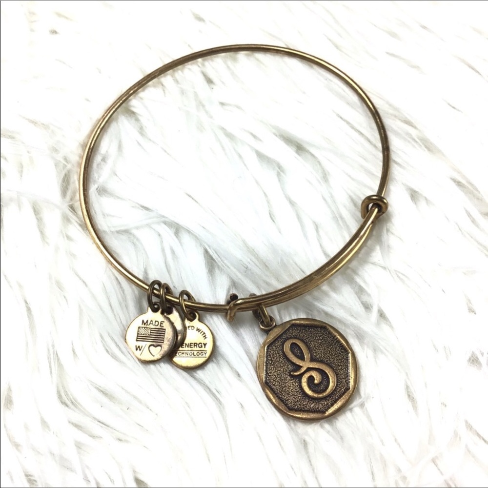 Alex & Ani Bronze Charm Bangle ‘S’ Initial